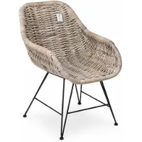 Sweet living Rotan Stoel Lio - Relaxstoel metalen frame - Rotan tuinstoel - 57x57xH79 cm - Zithoogte 42 cm