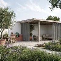 Shadow Comfort Buiten gordijn 220x137cm Cool grey overkapping en veranda