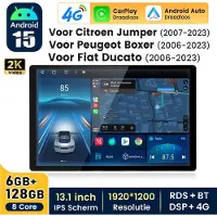 Hexinex HexinexMarket 13-inch scherm Octa-Core autoradio Geschikt voor Fiat Ducato Citroen Jumper Peugeot Boxer - Draadloos CarPlay, Android Auto, multimediaspeler, 6GB+128GB