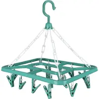 Urban Living Wasgoed droogcarrousel/droogmolen - 18 clips/knijpers - groen - kunststof - 31 x 33 cm