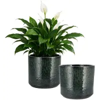 DK Design Bloempot model Green Glaze - 2x - groen - D23 x H26 cm - glanzend