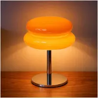 MMOBIEL Oranje Paddenstoel Lamp van – Mid Century Eiertaart Tafellamp met Dimbare LED-licht en Kabel – Trendy Retro Lamp voor Slaapkamer, Woonkamer & Kamerdecoratie – Van Glas, Warm & Sfeervol Licht