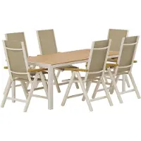 Svea - Reginald rechthoekige tuintafel - beige + 6x Arline tuinstoelen - beige
