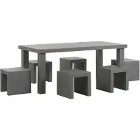 Beliani TARANTO - Tuinset 6-zits - Donkergrijs - Vezelcement
