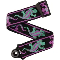 D'Addario 50BALPW01 Auto Lock Vintage Planet Waves Gitaarband Lizards Green/Purple