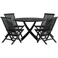 Svea - Youssef ronde tuintafel - zwart + 4x Joy tuinstoelen - zwart