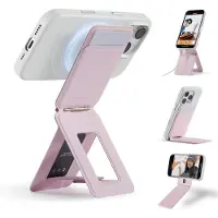 MOFT Tripod Wallet - Kaarthouder & Uitklapbare Standaard 20CM - Compatibel met MagSafe - MOVAS Vegan Leer - Magnetische Portemonnee 2 Pasjes - Roze