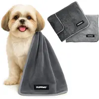 FLUFFINO Set van 2 hondenhanddoeken - 90 x 50 cm - extreem absorberend en zacht | Wasbaar op 60 °C, sneldrogende microvezelhanddoek voor kleine en middelgrote honden