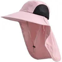 VHV - Zonnehoed Dames - Safarihoed - Vishoed - Brede Rand Outdoor Hoed - Paardenstaart Opening - Kinband - Voor Tuinieren Strand Wandelen - Roze