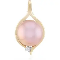 Cavill - Elegante Zilveren Hanger - 925 Sterling Zilver Verguld - Paarse Ming Parel 11,5 mm - Zirkonen 0,047 ct - Stijlvolle Sieraden Dames