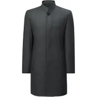 Allthemen Heren Zakelijke Trenchcoat - Opstaande Kraag Slim Fit - L