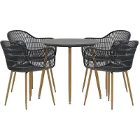 Svea - Colton ronde tuintafel ø80 + 4 tuinstoelen - zwart/donkergrijs