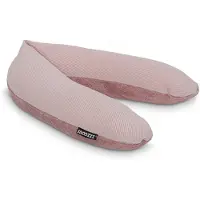 Snoozzz Zwangerschapskussen Zijslaapkussen Lichaamskussen - 185 cm - microparel vulling- luxe draagtas - wasbare hoes - Rib Rosé