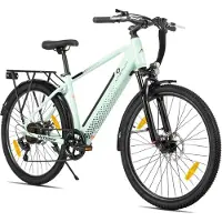 Hiland Matawak elektrische stadsfiets - 26 inch - 250W motor - 60km actieradius - 36V 10.4Ah accu - Shimano 7-versnellingen - Unisex -Mintgroen