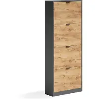 Vicco Schoenklaprek Gizmo, Goudkleurig Eiken/Antraciet, 59 x 146.6 cm met 4 compartimenten