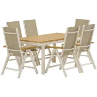Svea - Josef rechthoekige tuintafel - naturel + 6x Arline tuinstoelen - beige
