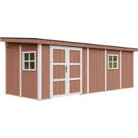 Timbela M941B-REDWOOD RED - LP SmartSide Tuinhuis op houtbasis - 14,3 m² - 648x248xH231 cm - zonder vloer en zijwand (totaal 3 wanden) met verf