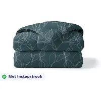 Zelesta Pure Design White Leaves 240x200 - Katoenen dekbed zonder overtrek - Met instopstrook - Wasbaar dekbed - Hoesloos dekbed - 2 in 1 Dekbed met vaste overtrek