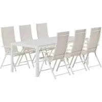 Svea - Reginald rechthoekige tuintafel - wit + 6x Crystal tuinstoelen - beige
