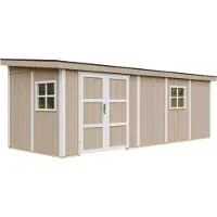 Timbela M941B-TERRA BROWN - LP SmartSide Tuinhuis op houtbasis - 14,3 m² - 648x248xH231 cm - zonder vloer en zijwand (totaal 3 wanden) met verf