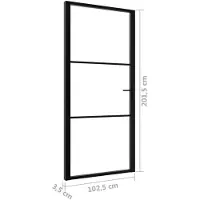 vidaXL Binnendeur 102,5x201,5 cm ESG-glas en aluminium zwart