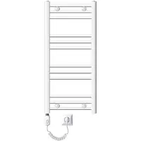 LuxeBath Elektrische Badkamerkachel Sahara 400x800 mm Wit Rechte Zijaansluiting & Verwarmingsstaaf 600W met Thermostaat & Digitaal Display, Handdoekverwarming, Handdoekwarmer Handdoekdroger