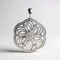 Cavill - Zilveren hanger met 127 Cambodjaanse zirkonen - 925 sterling zilver gerhodineerd - Bloemvormige, elegante ronde zirkonia sieraden - 2,233 ct