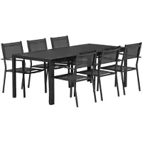 Svea - Clara rechthoekige tuintafel - zwart + 6x Jami tuinstoelen - zwart
