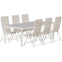 Svea - Pearlie rechthoekige tuintafel - beige + 6x Crystal tuinstoelen - beige