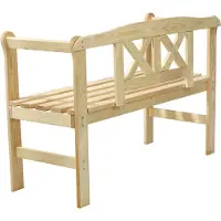 Kadax Tuinbank van hout, 119 x 44 x 76 cm, zitbank van massief hout, houten bank voor tuin, terras en balkon, weerbestendige balkonbank met rugleuning (119 cm, natuurlijk/X)