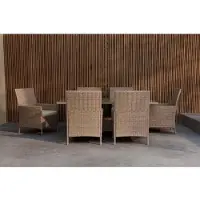 Svea - Wiley rechtoekig tuintafel + 4 tuinstoelen - bruin staal rotan