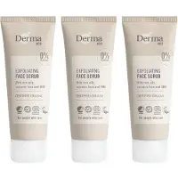 Derma Eco - 2-in-1 Gezichtsscrub - Peelingmasker - 3 x 75 ml - met Aloe Vera - 5% AHA Melkzuur - met Vulkansteen Scrubkorrels - AllergyCertified - Parfumvrij