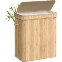 Songmics - Wasmand - Wassorteerder - Bamboe - Met Handgrepen - Uitneembare Waszak - 100L