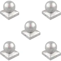 Baumarktplus TRUTZHOLM - Paalkap Gegalvaniseerd - 121 mm - Kogel - Afdekkap voor Palen 12x12 cm - Hekwerk Bescherming - 5 Stuks Set