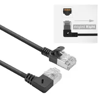 ACT DA2930 U/FTP CAT6A LSZH Slimline Patchkabel | RJ45 Connectoren Recht naar 90° Haaks Rechts | Zwart | 15 cm