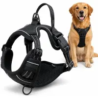 VHV - Hondentuigje - Anti trek tuig hond - Verstelbaar wandelharnas - Ademend hondentuig - Voor korte wandelingen en training - M - Zwart