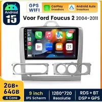 Hexinex HexinexMarket Quad-Core autoradio Geschikt voor Ford Focus 2 (2004-2011) - Draadloos CarPlay, Android Auto,GPS Navi, RDS, Android 15, multimediaspeler, 2GB+64GB