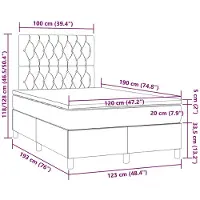 vidaXL Boxspring met matras fluweel lichtgrijs 120x190 cm