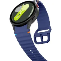 Jumada 's - Siliconen Wave bandje - Geschikt voor Samsung Galaxy Watch 7 (40 & 44mm) / Galaxy Watch 6 (Classic) / Galaxy Watch 5 (Pro) / Galaxy Watch 4 (Classic) - donkerblauw