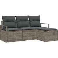 vidaXL Bankstel 4 st Grijs poly rattan