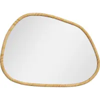 Fortuna Lai Asymmetrische wandspiegel, 70x50 cm. Badspiegel met houten frame, antioxiderend, geschikt voor badkamer, woonkamer, hal en slaapkamer, in natuurlijke stijl