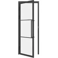 Inova complete glazen binnendeur - 77x201 - atelier - mat zwart - helder - 3 vakken - tirant droit