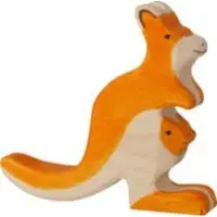 Holztiger Houten figuur - Kangoeroe met jong - Voor kinderen van 3 jaar en ouder