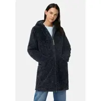 Camel active Lange jas van teddybont met capuchon en tweewegsritssluiting