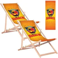 Greenblue GB183 - 2 stuks - Strandstoel - Klassieke beukenhouten ligstoel met 'Enjoy'-opdruk- tot 110 kg