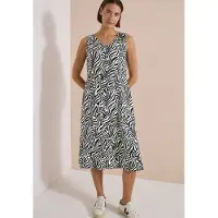 Cecil Dames Midi-jurk met V-hals en zebraprint - Groen - XL