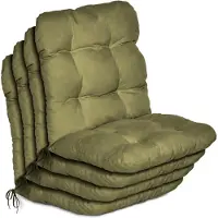 Beautissu Flair NL Stoelkussen Set 4x Lage Rugleuning 100x50x8 cm Olijfgroen – Tuinstoelkussen