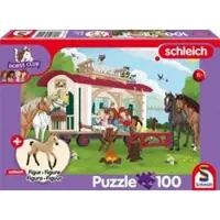 Schmidt - Legpuzzel - Horse Club Kampvuur bij de Caravan - Paarden - Schleich - 100 stukjes + originele figuur - Kinderen - vanaf 6 jaar