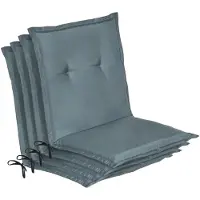 Beautissu Loft NL Stoelkussen Set 4x Lage Rugleuning 100x50 cm Duifblauw – Tuinstoelkussen UV-bestendig