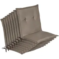 Beautissu Loft NL Stoelkussen Set 8x Lage Rugleuning 100x50 cm Taupe – Tuinstoelkussen UV-bestendig